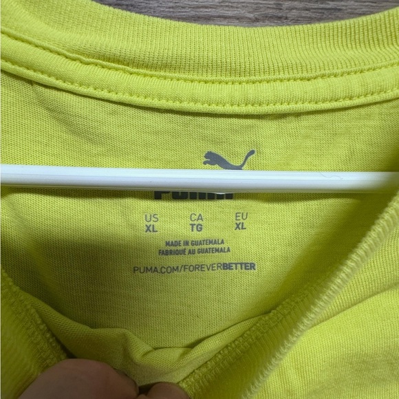 Puma Yellow Short Sleeve Tee Energetic Cotton Blend - Picture 4 of 5